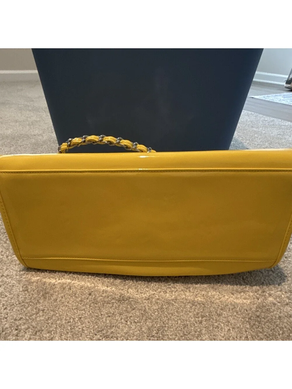 CHANEL Yellow Tote Bag Chain Strap Top Handles Magnetic Close 31 Rue Cambon